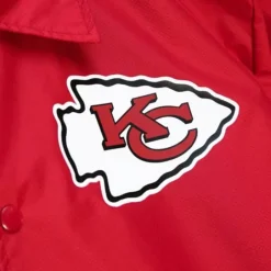 Men Mitchell & Ness Jackets & Outerwear-Coaches Windbreaker Kansas City Chiefs