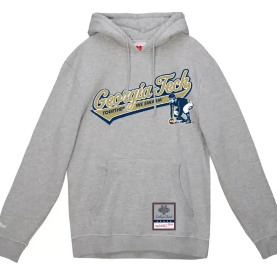 Men Mitchell & Ness Hoodies & Sweatshirts-College Tailsweep Pullover Georgia Tech