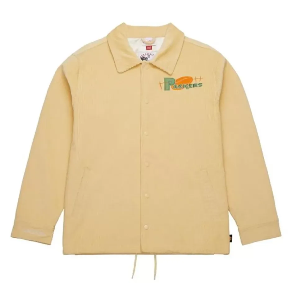 Men Mitchell & Ness Jackets & Outerwear-Collegiate Coaches Jacket Green Bay Packers