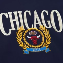 Men Mitchell & Ness Hoodies & Sweatshirts-Collegiate Crew Fleece Chicago Bulls
