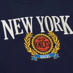 Men Mitchell & Ness Hoodies & Sweatshirts-Collegiate Crew Fleece New York Knicks