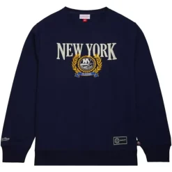 Men Mitchell & Ness Hoodies & Sweatshirts-Collegiate Crew Fleece New York Islanders