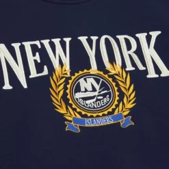 Men Mitchell & Ness Hoodies & Sweatshirts-Collegiate Crew Fleece New York Islanders
