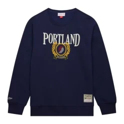 Men Mitchell & Ness Hoodies & Sweatshirts-Collegiate Crew Fleece Portland Trail Blazers