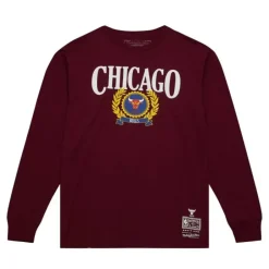 Men Mitchell & Ness T-Shirts & Tops-Collegiate Ivy League Ls Chicago Bulls