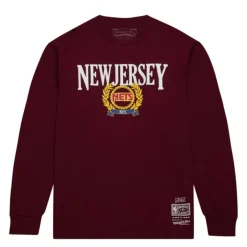 Men Mitchell & Ness T-Shirts & Tops-Collegiate Ivy League Ls New Jersey Nets