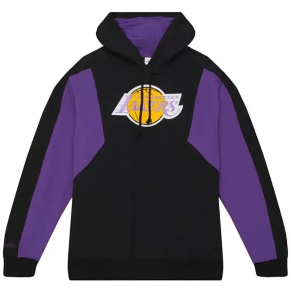 Men Mitchell & Ness Hoodies & Sweatshirts-Color Blocked Fleece 2.0 Los Angeles Lakers