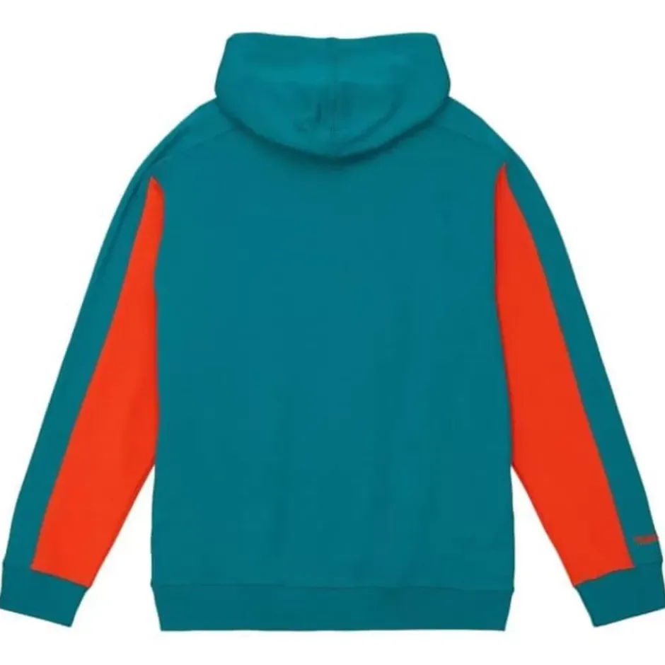 Men Mitchell & Ness Hoodies & Sweatshirts-Color Blocked Fleece 2.0 Miami Dolphins