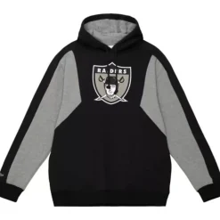 Men Mitchell & Ness Hoodies & Sweatshirts-Color Blocked Fleece 2.0 Oakland Raiders