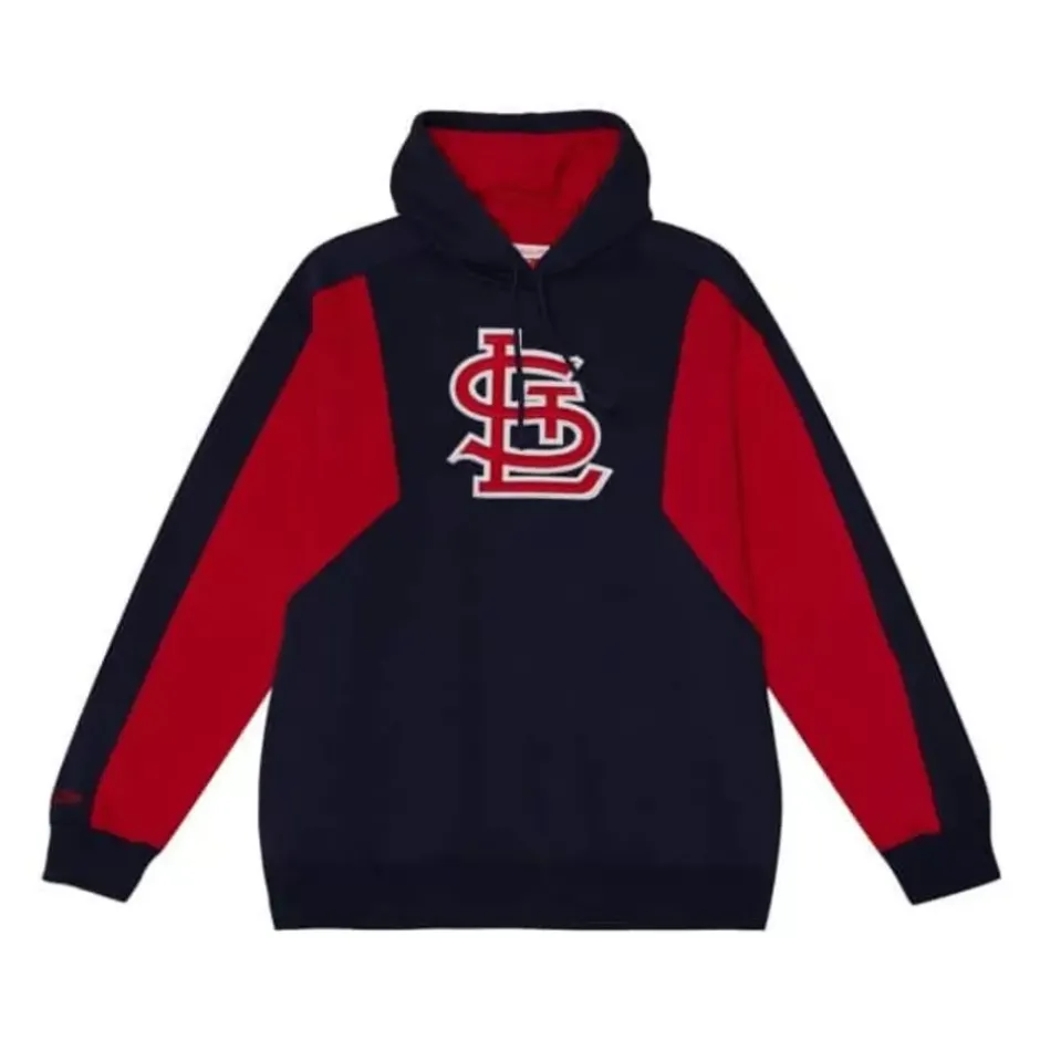 Men Mitchell & Ness Hoodies & Sweatshirts-Color Blocked Fleece 2.0 St. Louis Cardinals