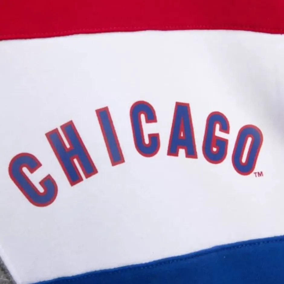 Men Mitchell & Ness Hoodies & Sweatshirts-Color Blocked Fleece Hoodie Chicago Cubs