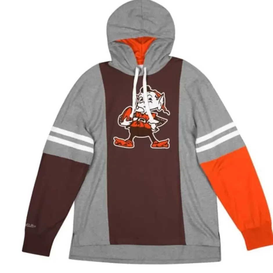Men Mitchell & Ness Hoodies & Sweatshirts-Color Blocked Hoodie Cleveland Browns