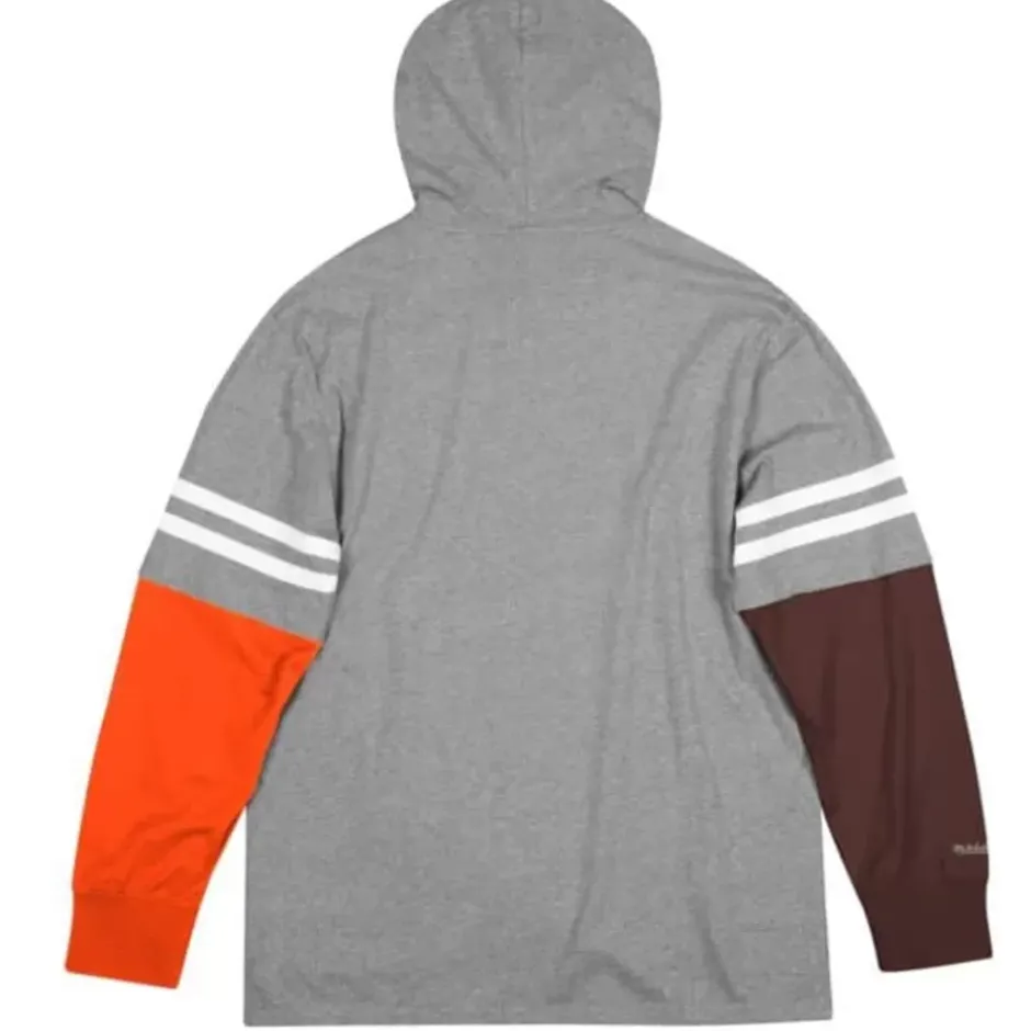 Men Mitchell & Ness Hoodies & Sweatshirts-Color Blocked Hoodie Cleveland Browns