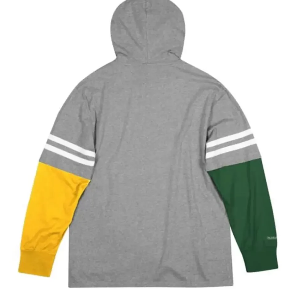 Men Mitchell & Ness Hoodies & Sweatshirts-Color Blocked Hoodie Green Bay Packers