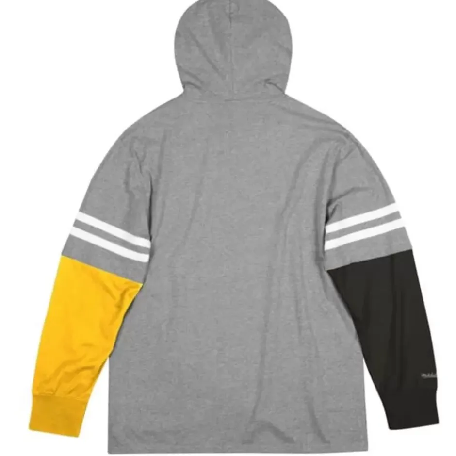 Men Mitchell & Ness Hoodies & Sweatshirts-Color Blocked Hoodie Pittsburgh Steelers