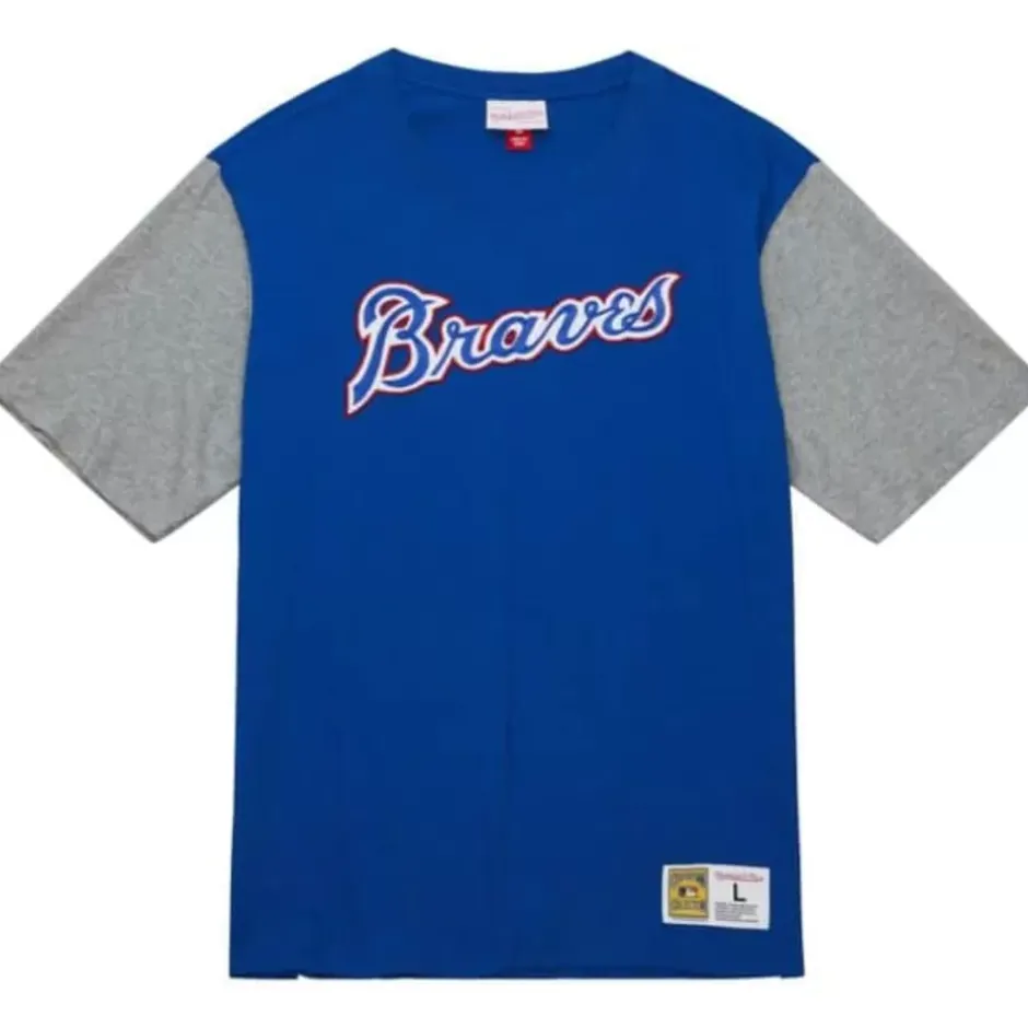 Men Mitchell & Ness T-Shirts & Tops-Color Blocked Ss Tee Atlanta Braves