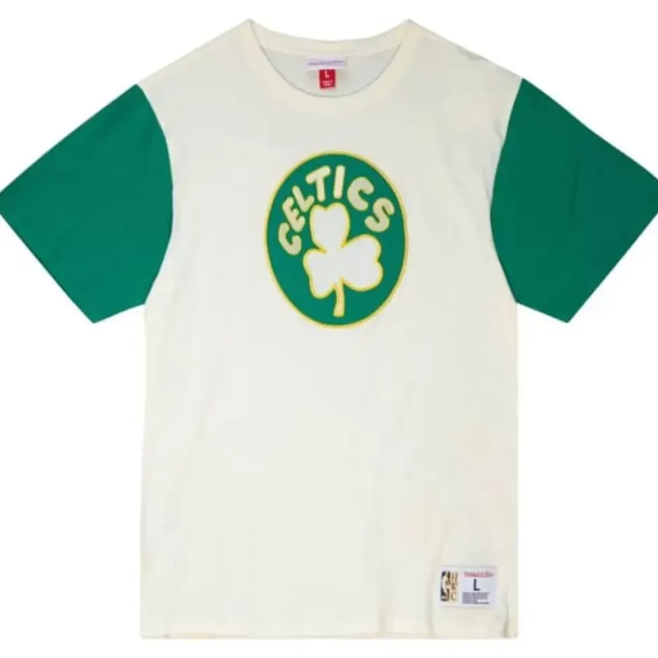 Men Mitchell & Ness T-Shirts & Tops-Color Blocked S/S Tee Boston Celtics