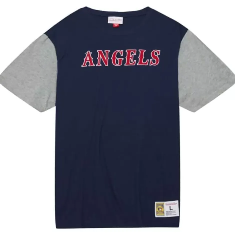 Men Mitchell & Ness T-Shirts & Tops-Color Blocked Ss Tee California Angels