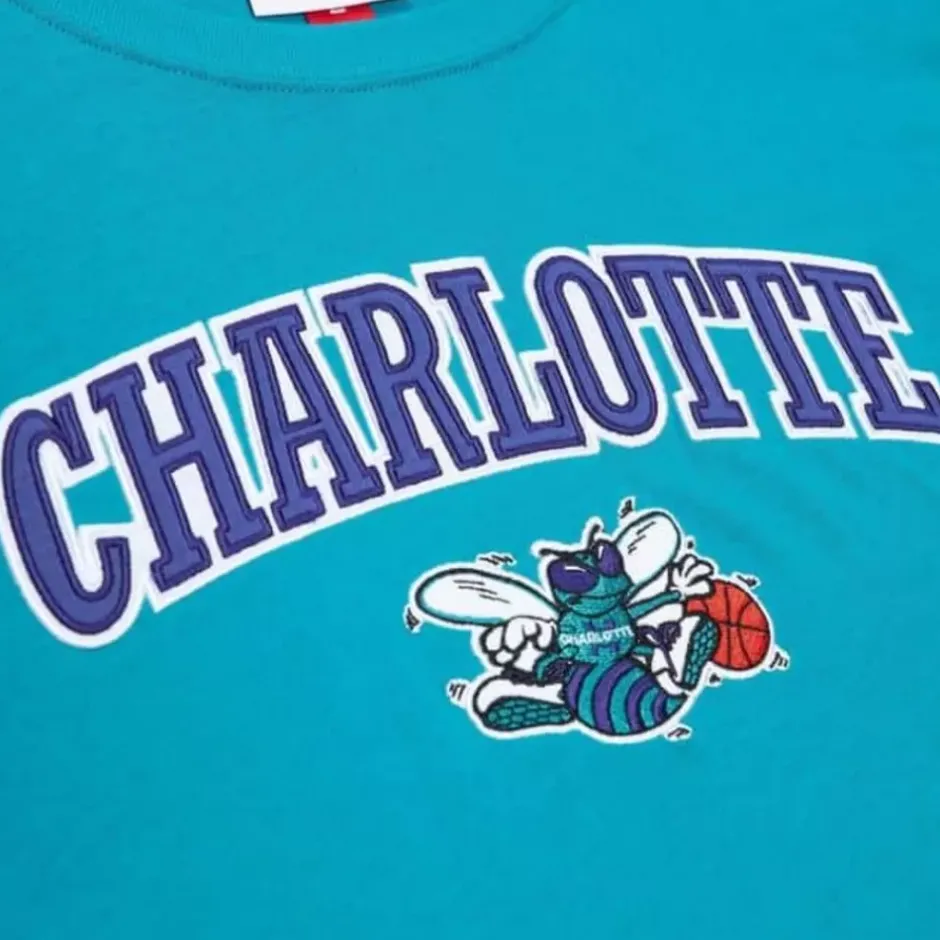 Men Mitchell & Ness T-Shirts & Tops-Color Blocked Ss Tee Charlotte Hornets