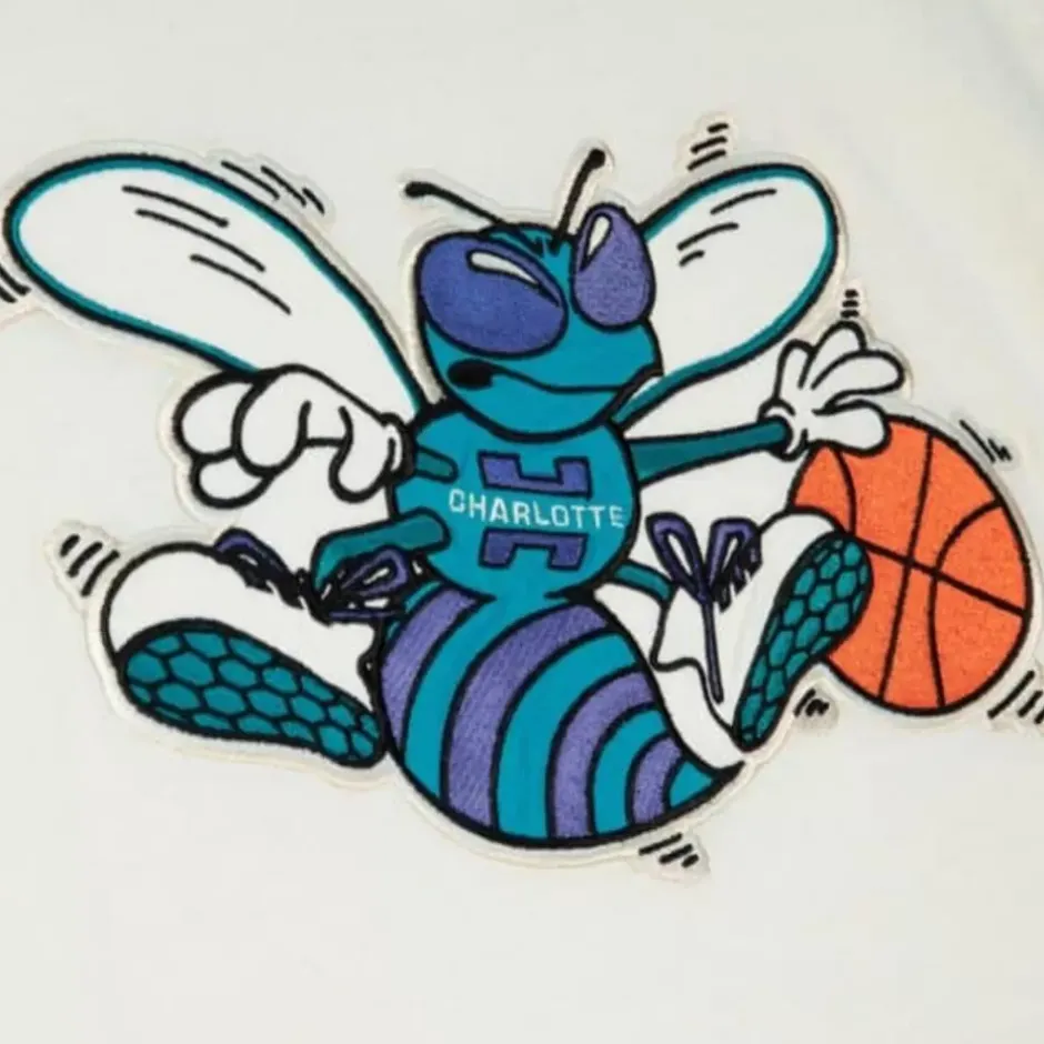 Men Mitchell & Ness T-Shirts & Tops-Color Blocked S/S Tee Charlotte Hornets