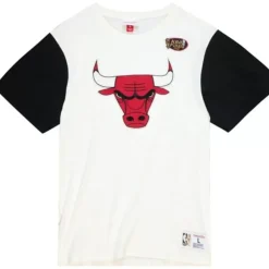 Men Mitchell & Ness T-Shirts & Tops-Color Blocked S/S Tee Chicago Bulls