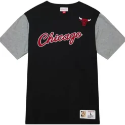 Men Mitchell & Ness T-Shirts & Tops-Color Blocked Ss Tee Chicago Bulls