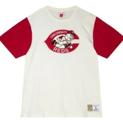 Men Mitchell & Ness T-Shirts & Tops-Color Blocked S/S Tee Cincinnati Reds