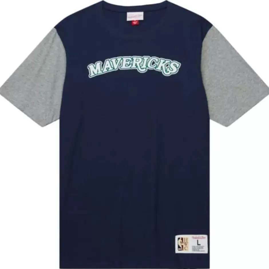 Men Mitchell & Ness T-Shirts & Tops-Color Blocked Ss Tee Dallas Mavericks