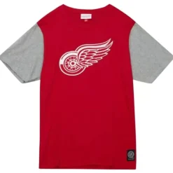 Men Mitchell & Ness T-Shirts & Tops-Color Blocked Ss Tee Detroit Red Wings
