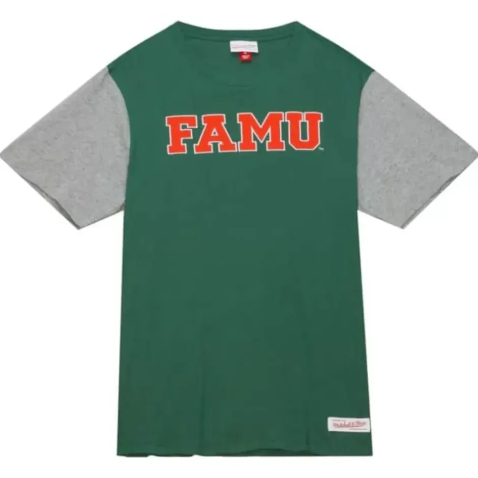 Men Mitchell & Ness T-Shirts & Tops-Color Blocked Ss Tee Florida A&M University