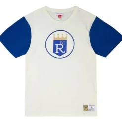Men Mitchell & Ness T-Shirts & Tops-Color Blocked S/S Tee Kansas City Royals
