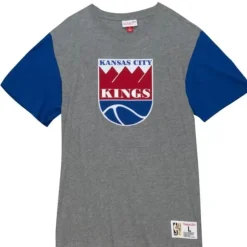 Men Mitchell & Ness T-Shirts & Tops-Color Blocked S/S Tee Kansas City Kings
