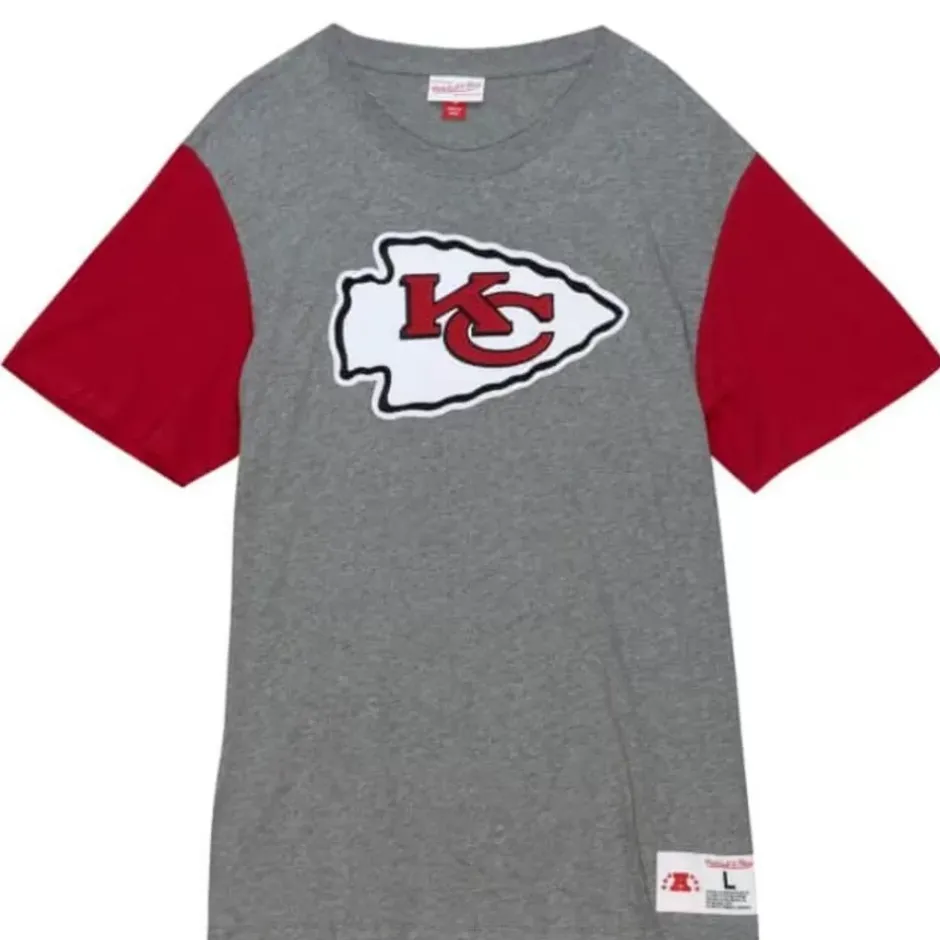 Men Mitchell & Ness T-Shirts & Tops-Color Blocked S/S Tee Kansas City Chiefs