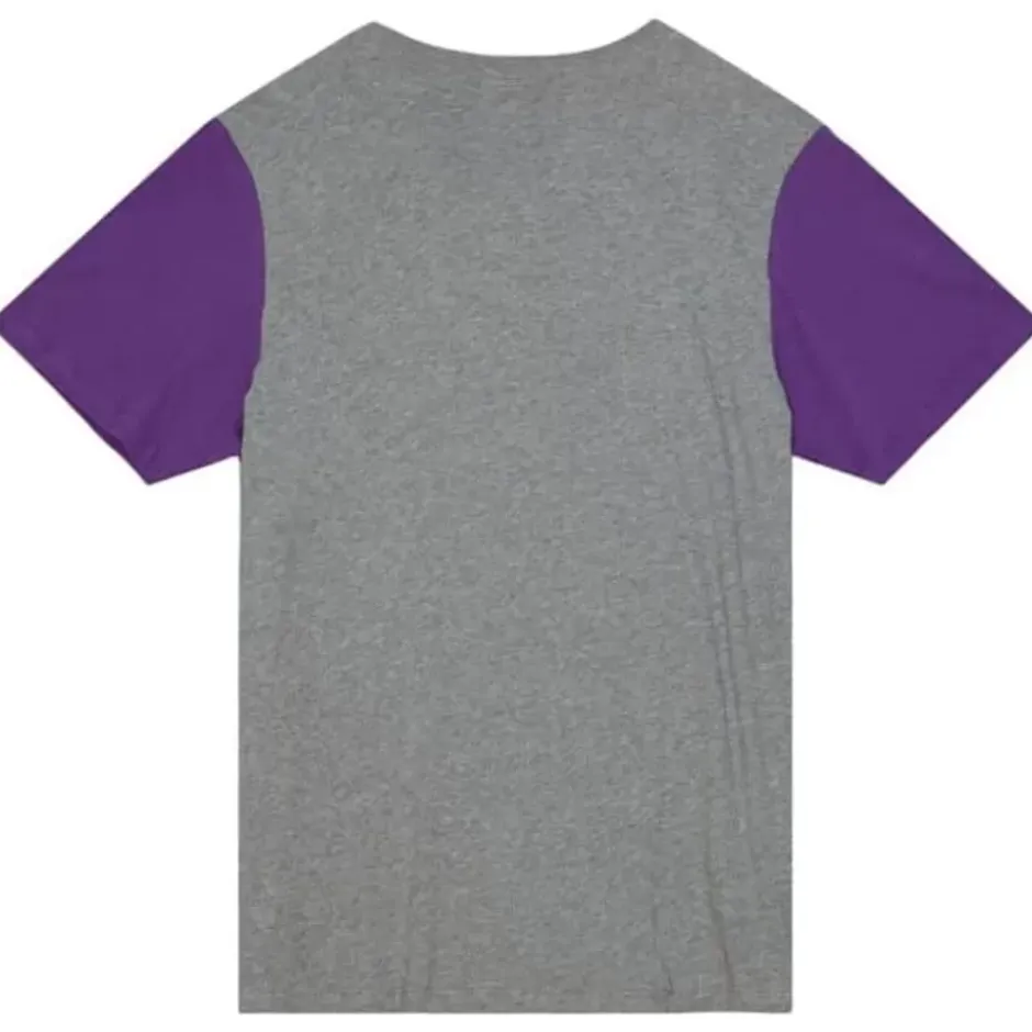 Men Mitchell & Ness T-Shirts & Tops-Color Blocked S/S Tee Los Angeles Lakers
