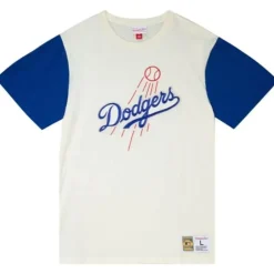 Men Mitchell & Ness T-Shirts & Tops-Color Blocked S/S Tee Los Angeles Dodgers