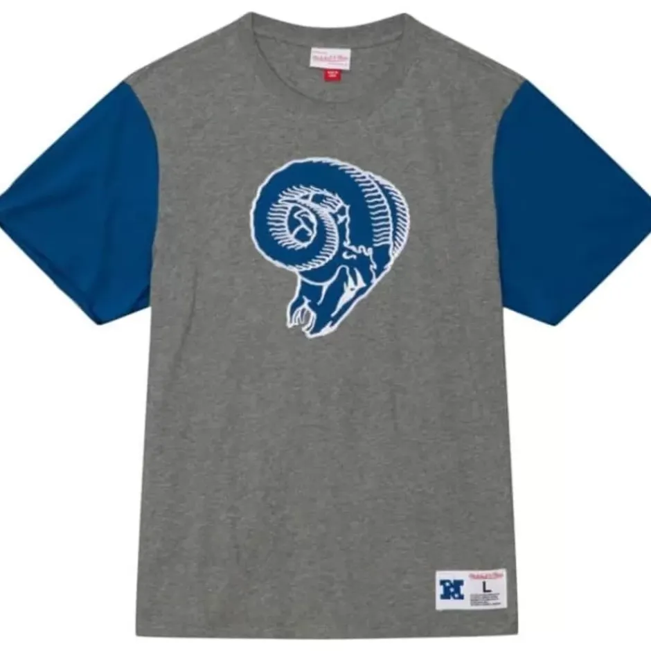 Men Mitchell & Ness T-Shirts & Tops-Color Blocked S/S Tee Los Angeles Rams