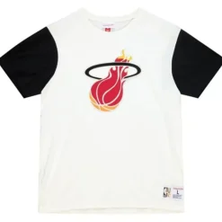 Men Mitchell & Ness T-Shirts & Tops-Color Blocked S/S Tee Miami Heat