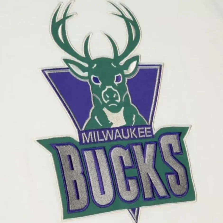 Men Mitchell & Ness T-Shirts & Tops-Color Blocked S/S Tee Milwaukee Bucks