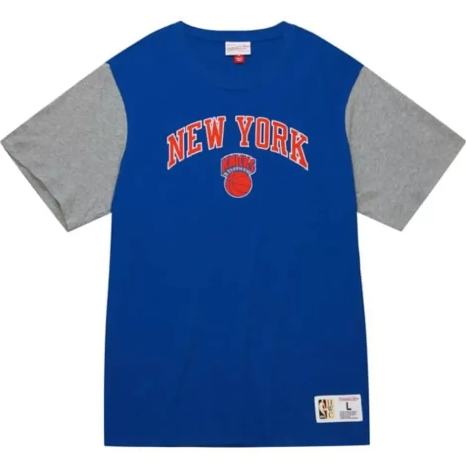Men Mitchell & Ness T-Shirts & Tops-Color Blocked Ss Tee New York Knicks