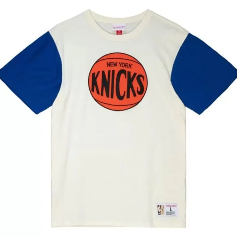 Men Mitchell & Ness T-Shirts & Tops-Color Blocked S/S Tee New York Knicks