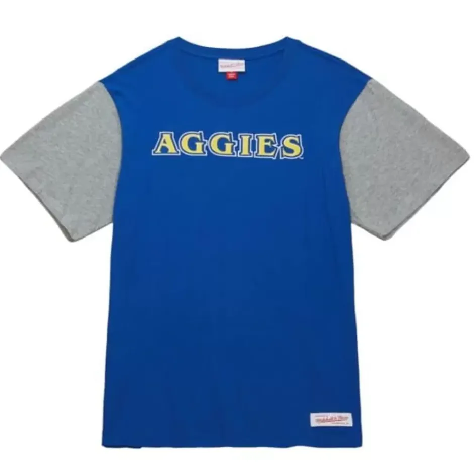Men Mitchell & Ness T-Shirts & Tops-Color Blocked Ss Tee North Carolina A&T University