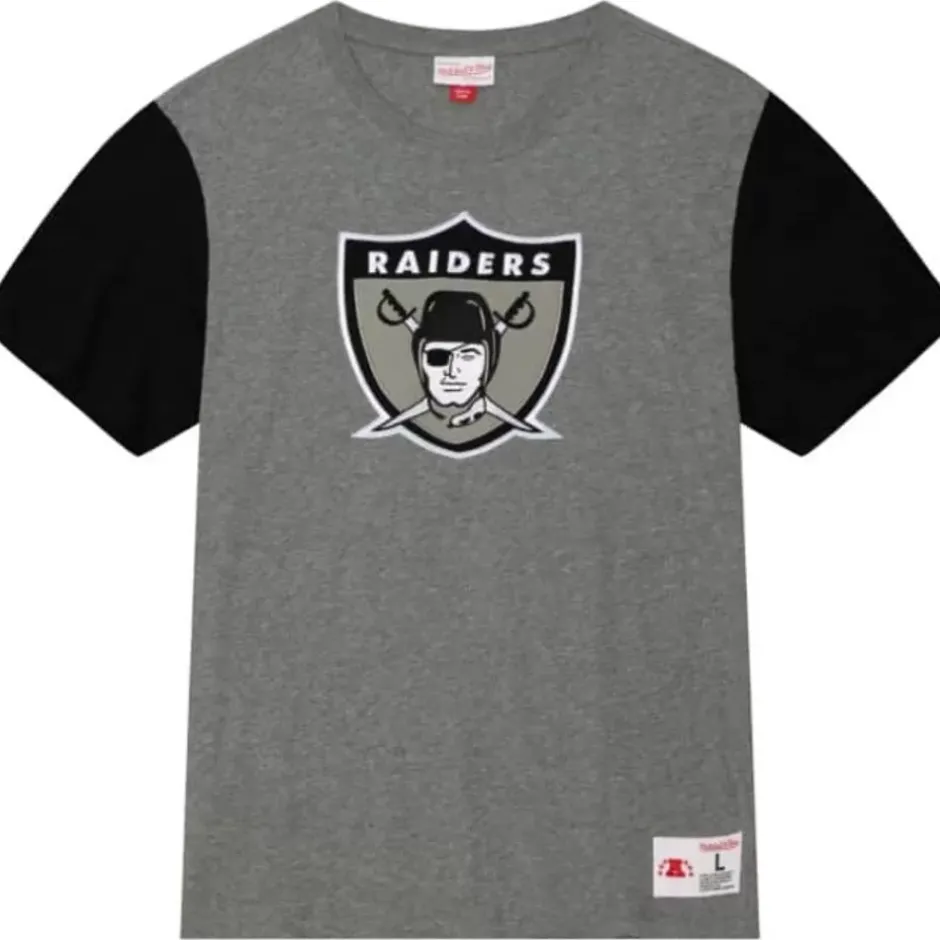 Men Mitchell & Ness T-Shirts & Tops-Color Blocked S/S Tee Oakland Raiders