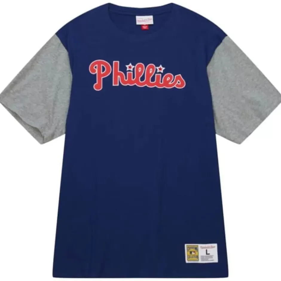 Men Mitchell & Ness T-Shirts & Tops-Color Blocked Ss Tee Philadelphia Phillies