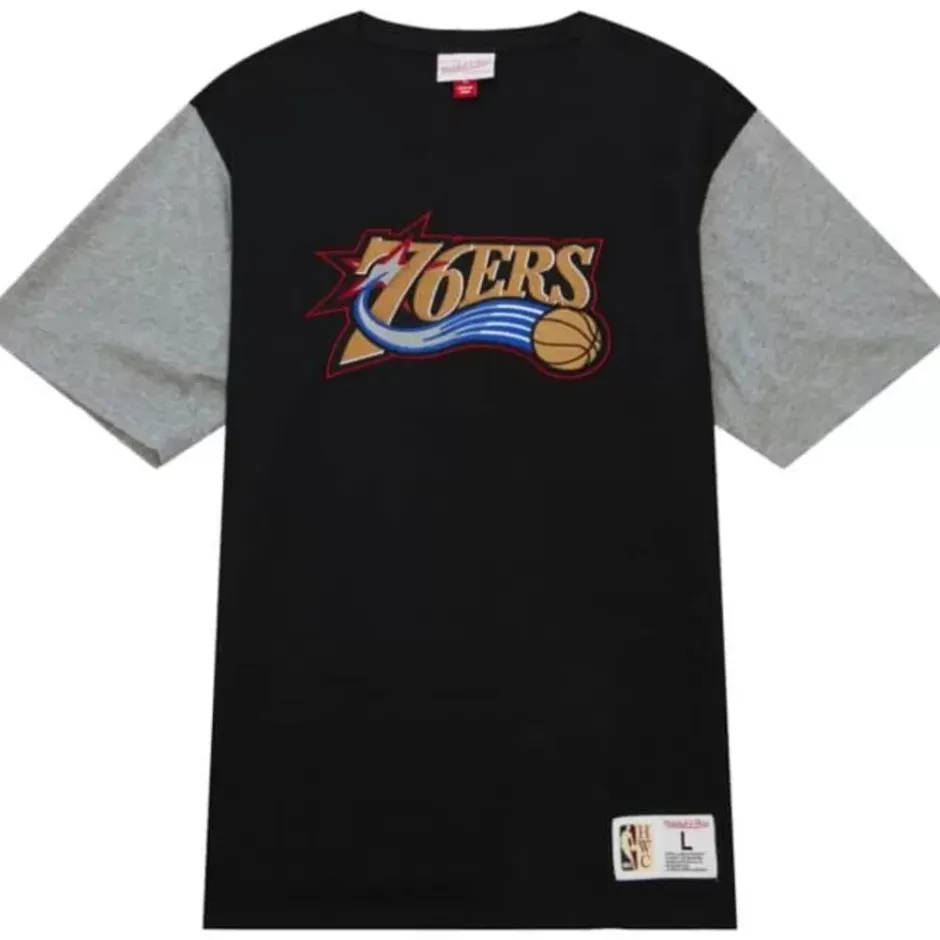 Men Mitchell & Ness T-Shirts & Tops-Color Blocked Ss Tee Philadelphia 76Ers