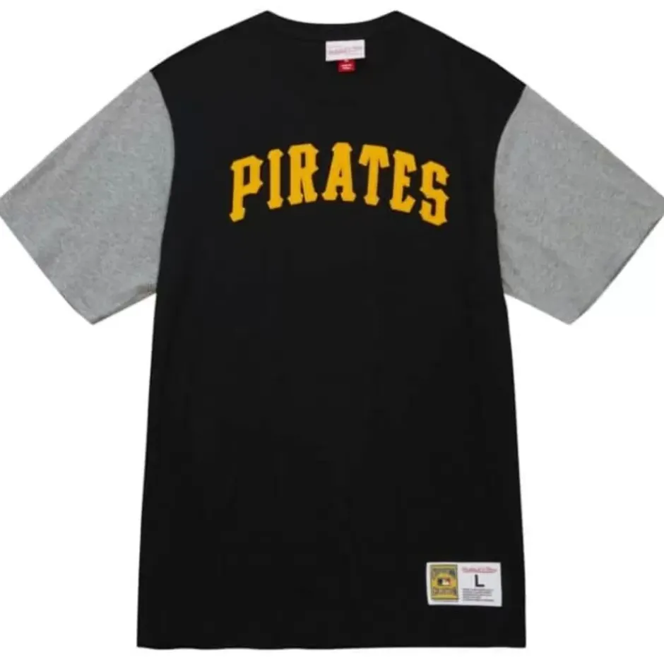 Men Mitchell & Ness T-Shirts & Tops-Color Blocked Ss Tee Pittsburgh Pirates