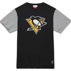 Men Mitchell & Ness T-Shirts & Tops-Color Blocked Ss Tee Pittsburgh Penguins