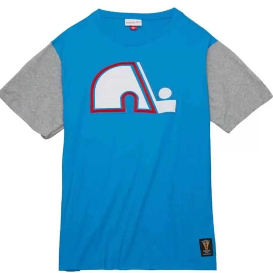 Men Mitchell & Ness T-Shirts & Tops-Color Blocked Ss Tee Quebec Nordiques