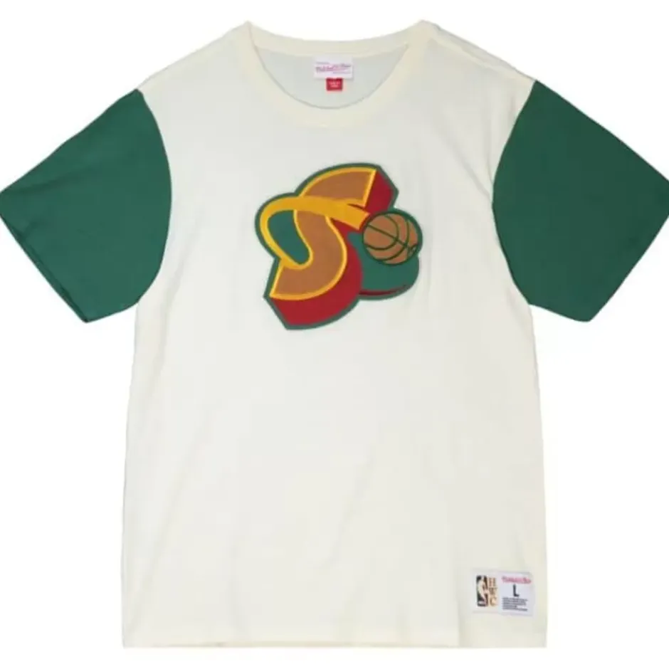 Men Mitchell & Ness T-Shirts & Tops-Color Blocked S/S Tee Seattle Supersonics