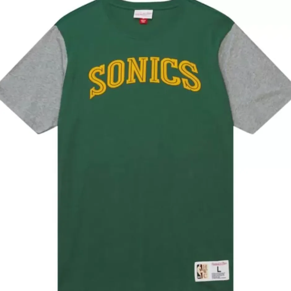 Men Mitchell & Ness T-Shirts & Tops-Color Blocked Ss Tee Seattle Supersonics