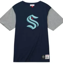 Men Mitchell & Ness T-Shirts & Tops-Color Blocked Ss Tee Seattle Kraken